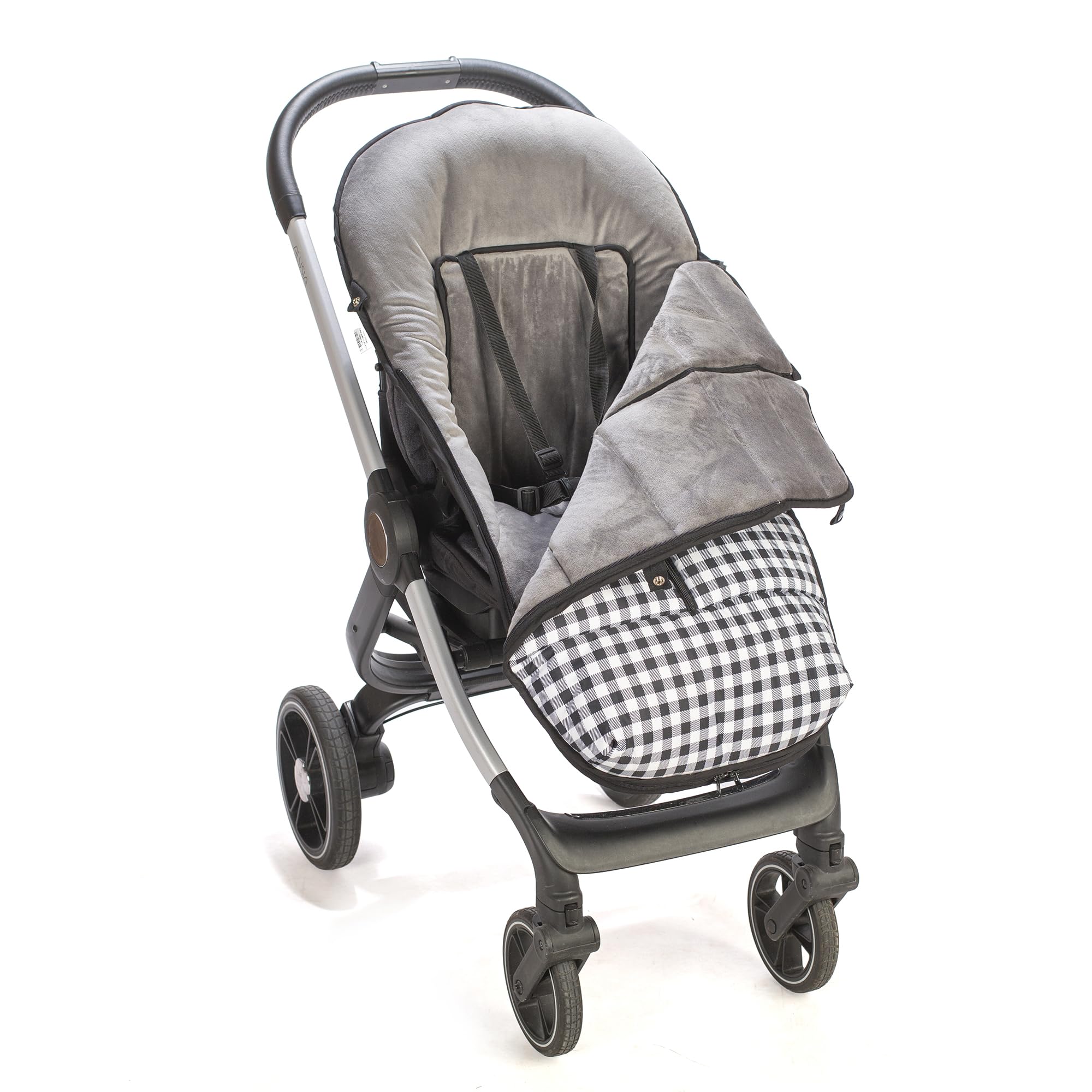 variouss Saco polar de Silla de Paseo Universal, Saco carrito de Bebé invierno, Desmontable impermeable y transpirable (Vichy Negro)