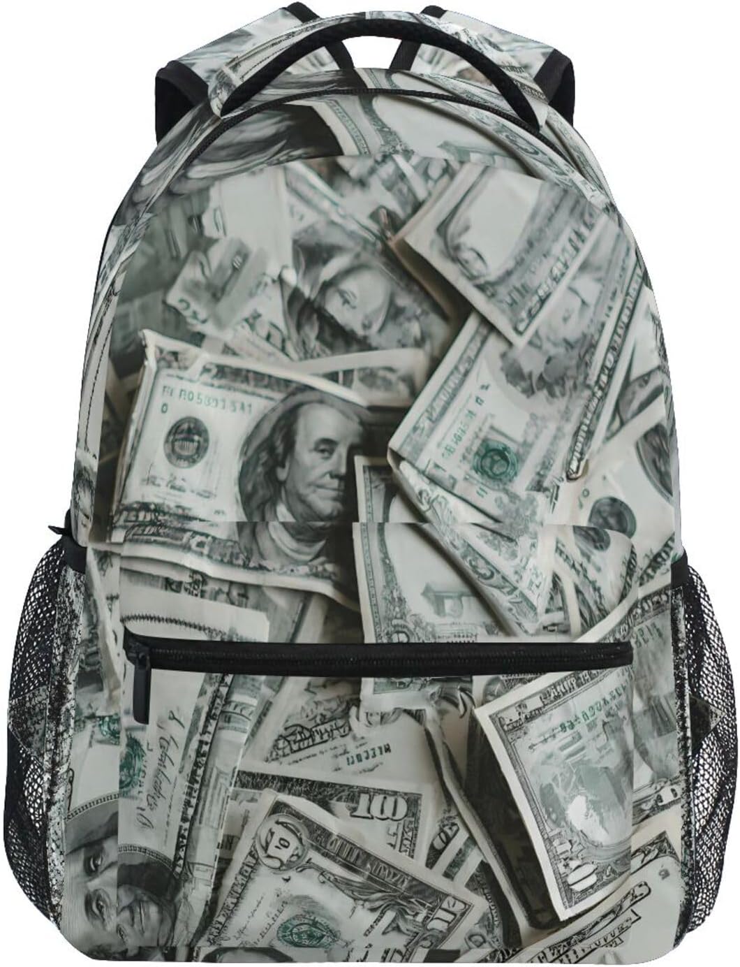 AUUXVA Backpack Funny American Dollar Money Adults School Bag Casual College Bag Travel Zipper Bookbag Hiking Shoulder Daypack for Women Men