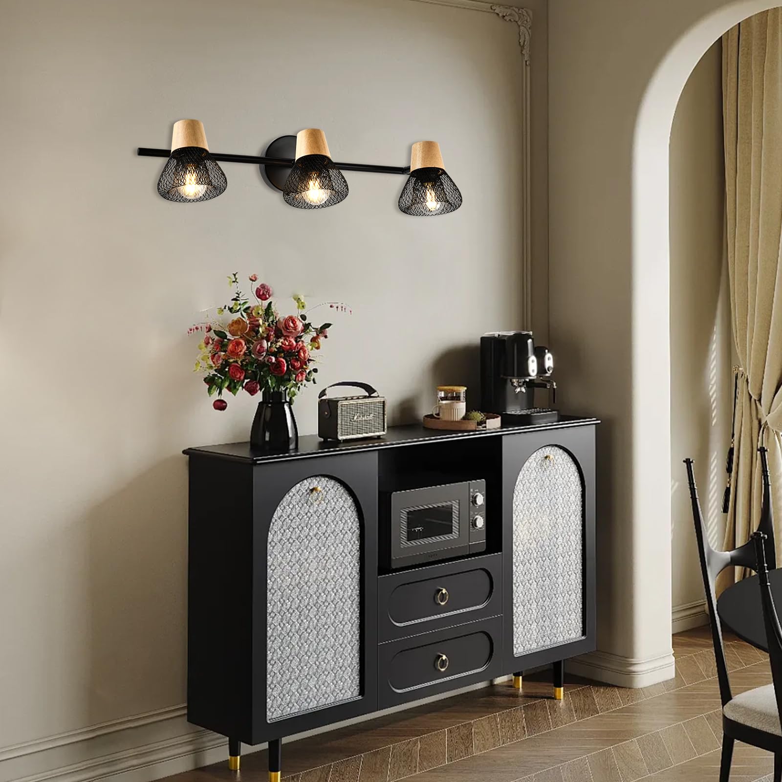 LQWELL® E14 Wandleuchte, LED Wandlampe Innen Wandbeleuchtung Wandspot im Retro-Industriestil, für Studio Bartheke Hotel Schlafzimmer Wohnzimmer Treppe Saal Keller, Mattschwarz Metall