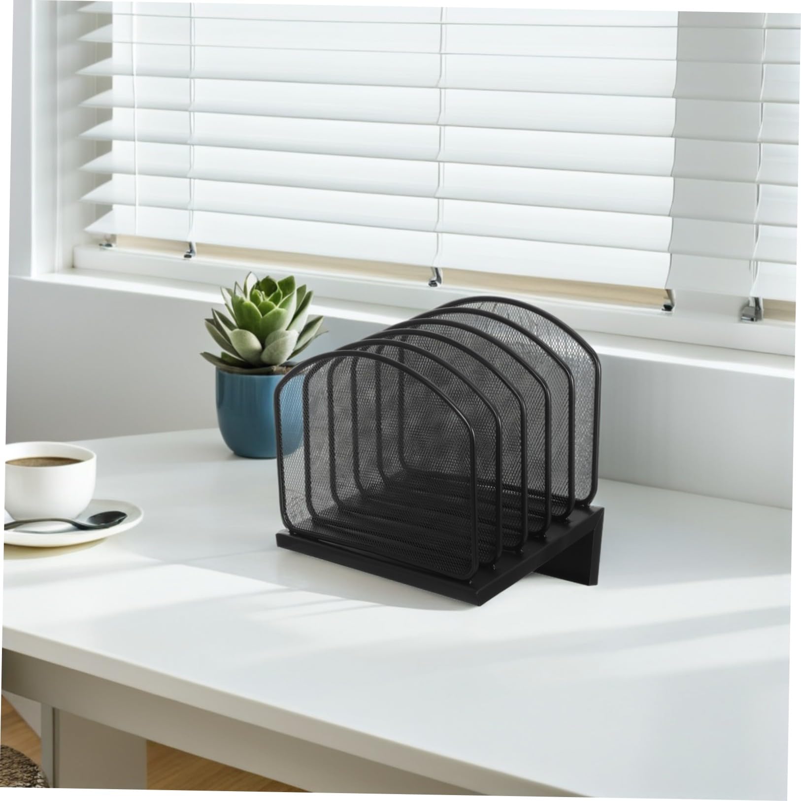 Organizer da Scrivania in Metallo Resistente Porta Documenti Verticale Multi-scomparto Portapenne e Raccoglitori per Ufficio e Studio Leggero e Facile da Spostare