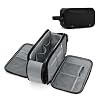 Wedama Toiletry Bag for Men, Medium Hanging Travel Toiletry Bag, Extra Electronic Organizer Bag Waterproof Shaving Bag for Toiletries with PU Handle for Travel Business Trips Swim Camping, Black