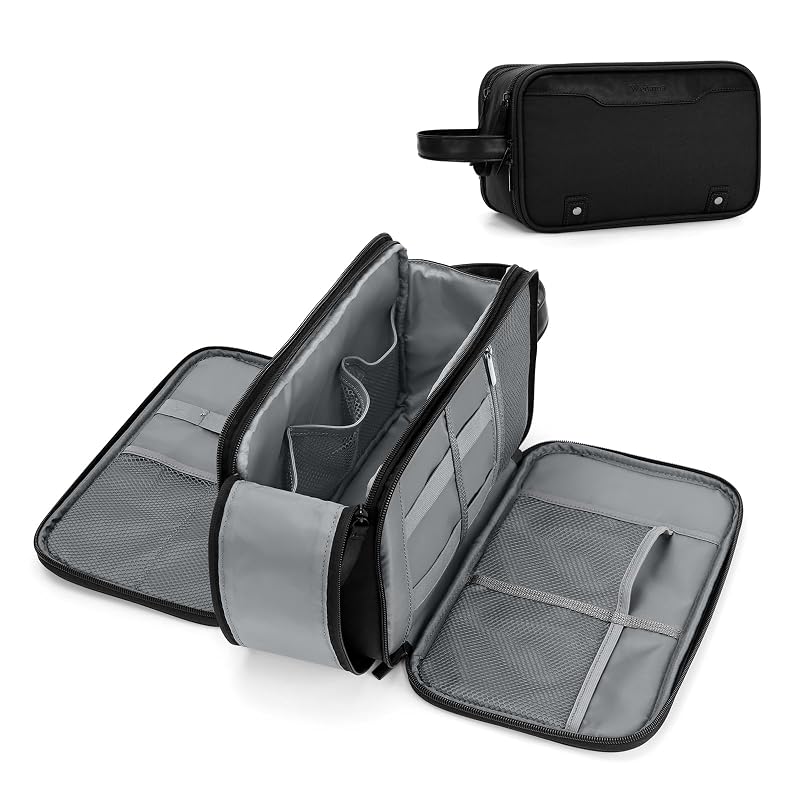Necessaire Wedama masculina para viagem com compartimento para eletrônicos, preta, 30,48 x 15,24 x 17,78 cm