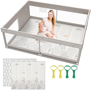 71 * 59 inch Baby Playpen with Mat,Playpen for Babies and Toddlers, Large Play Pen for Kids, Play Pen for Babies and Toddlers