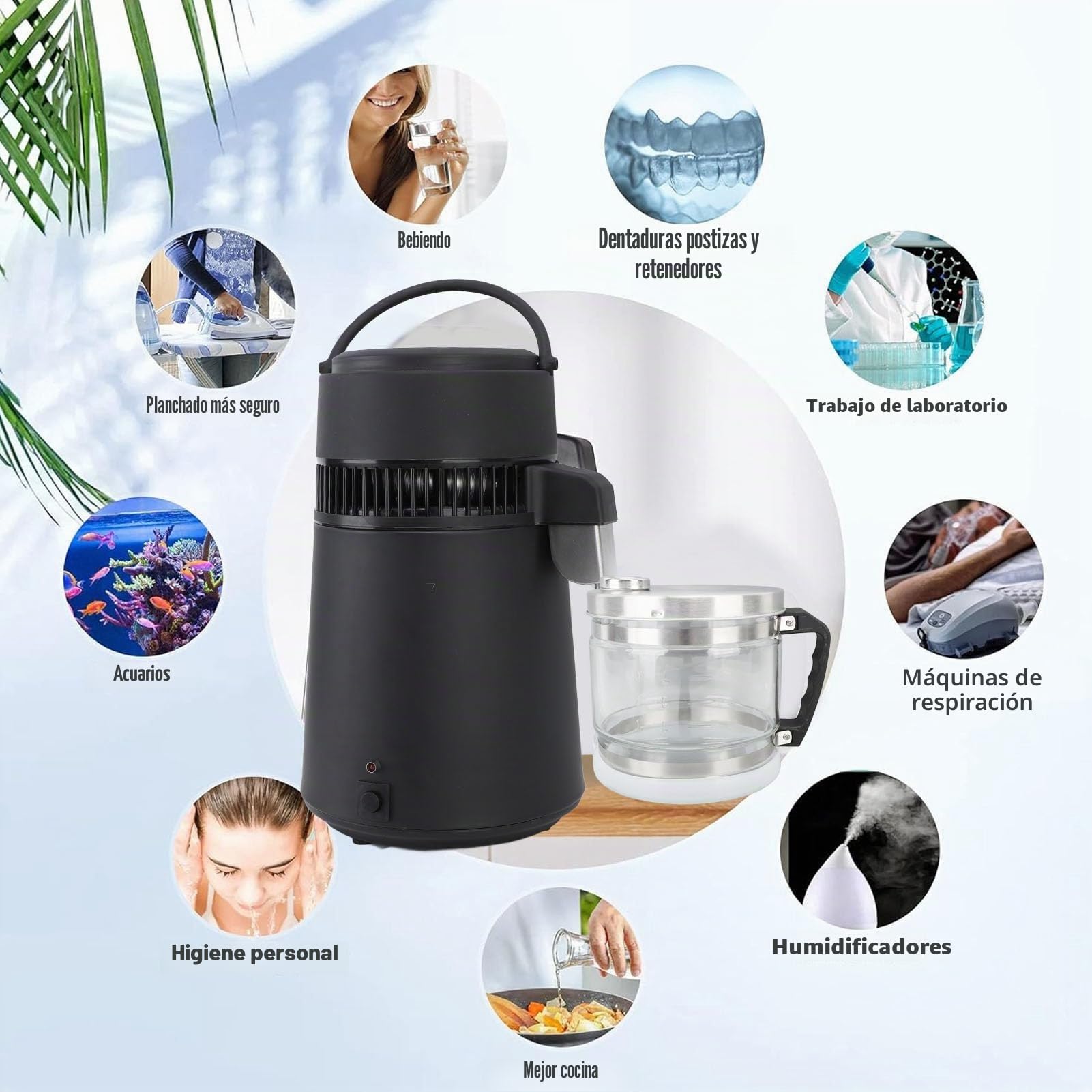 Jarra de Vidrio de Agua de 4 Litros para Destilador, Olla de Vidrio para Destilador de Agua, Frasco de Botella de Recolección de Destilador para Filtro de Destilador de Agua de