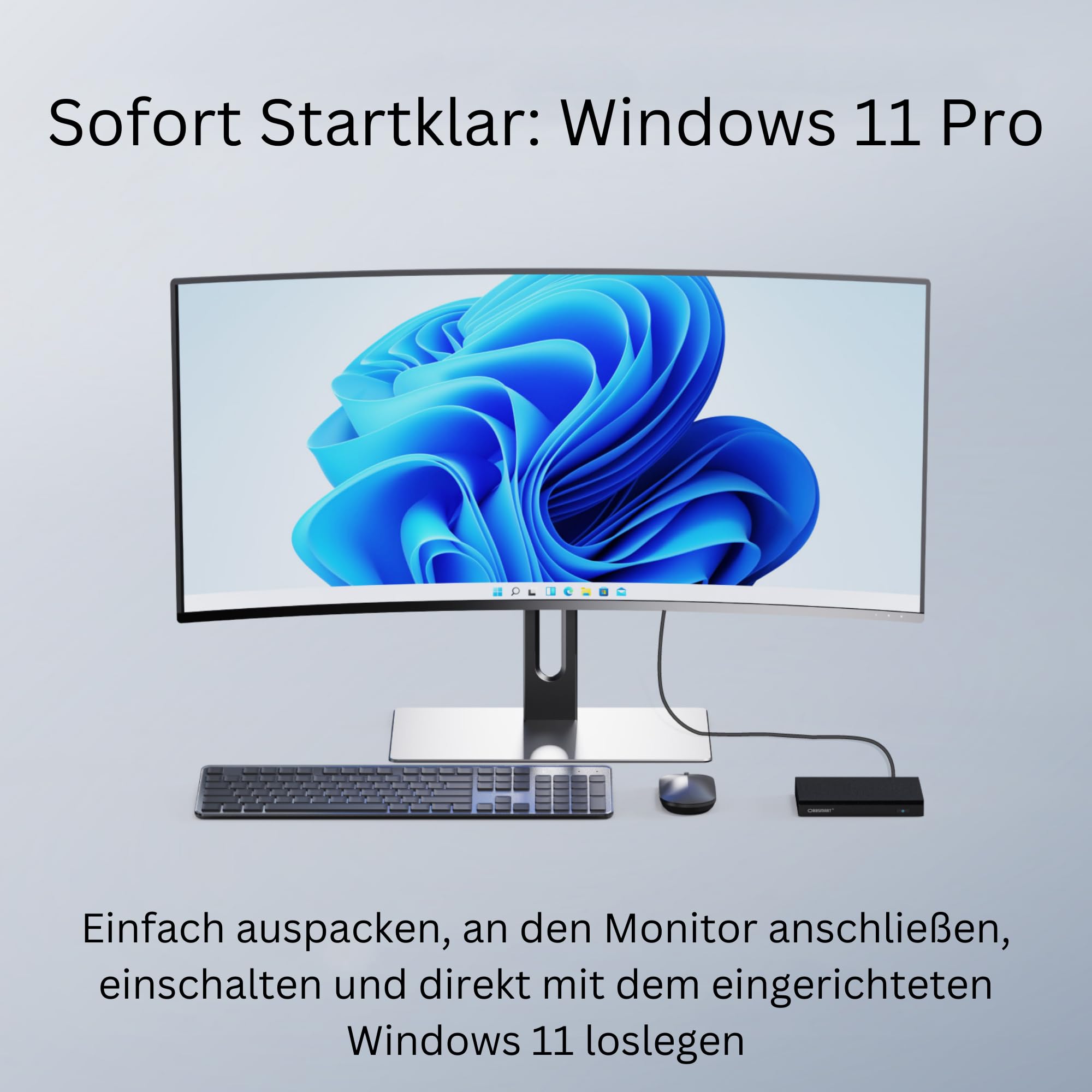 Orbsmart AW-16L Lüfterloser Mini PC Intel N150 16GB DDR5 512GB SSD Windows 11 Pro, Fanless Desktop Computer 4K Triple-Display WiFi 6 USB-C, Lautlos 0dB - Deutscher Hersteller