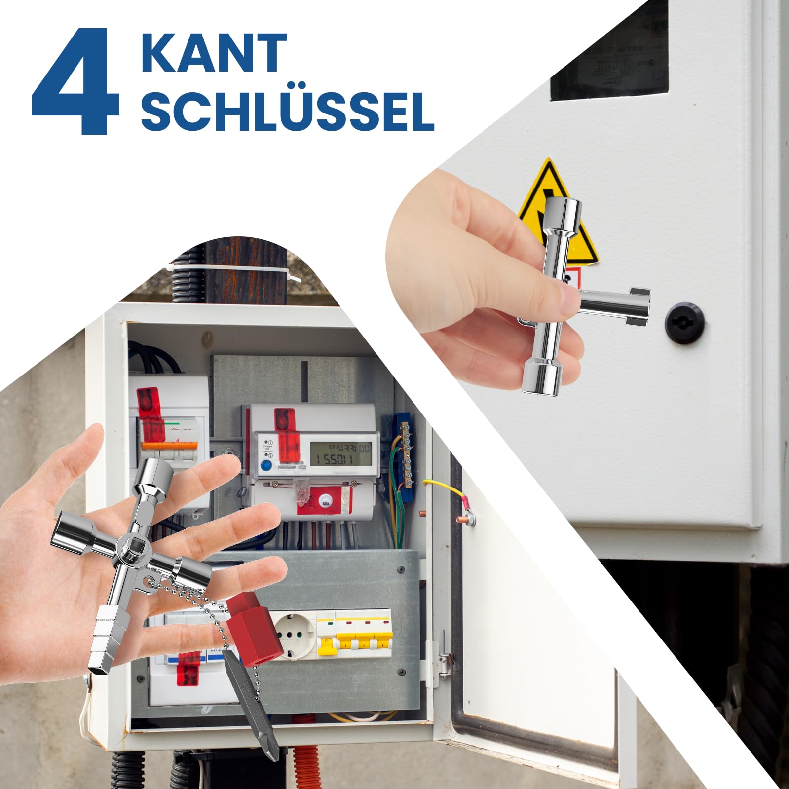 Funtery 10 Stück Universalschlüssel Wasserhahn Schlüssel, Dreikantschlüssel Vierkantschlüssel und Rundschlüsseln, 4 Kant Schlüssel, Schaltschrankschlüssel für Elektrische,Wasserhahn