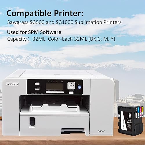 Miniatura 8 de SG500 SG1000 Nuevo cartucho de tinta de sublimación compatible con impresoras Sawgrass Virtuoso SG500 SG1000 (1 negro, 1 cian, 1 magenta, 1