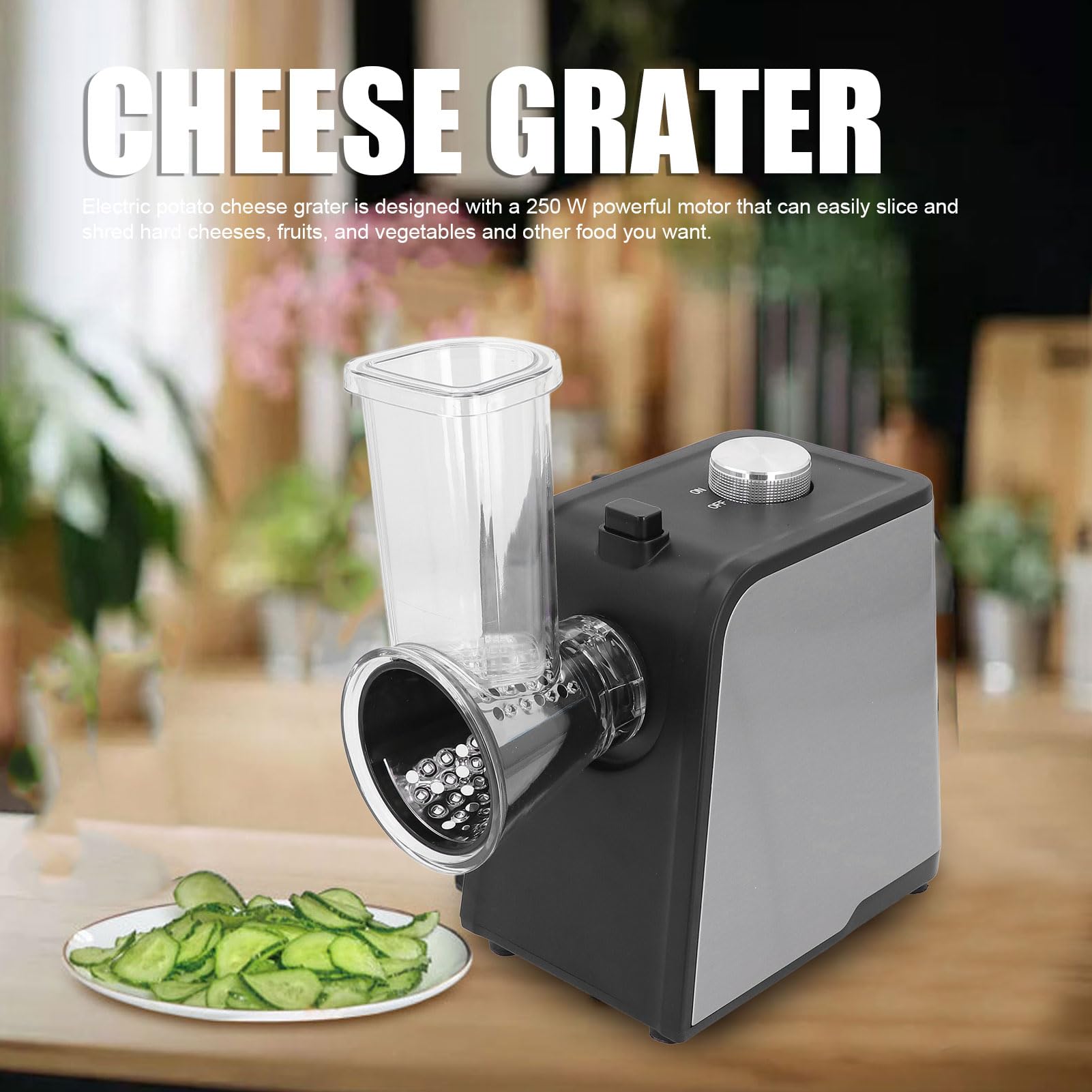 Vegetable Chopper, 5 In 1 Electric Vegetable Cutter Electric Slicer Shredder Salad Maker with Multi Cone Blades, Food Processor Machine for Grated Carrots Salad (US Plug 110V)