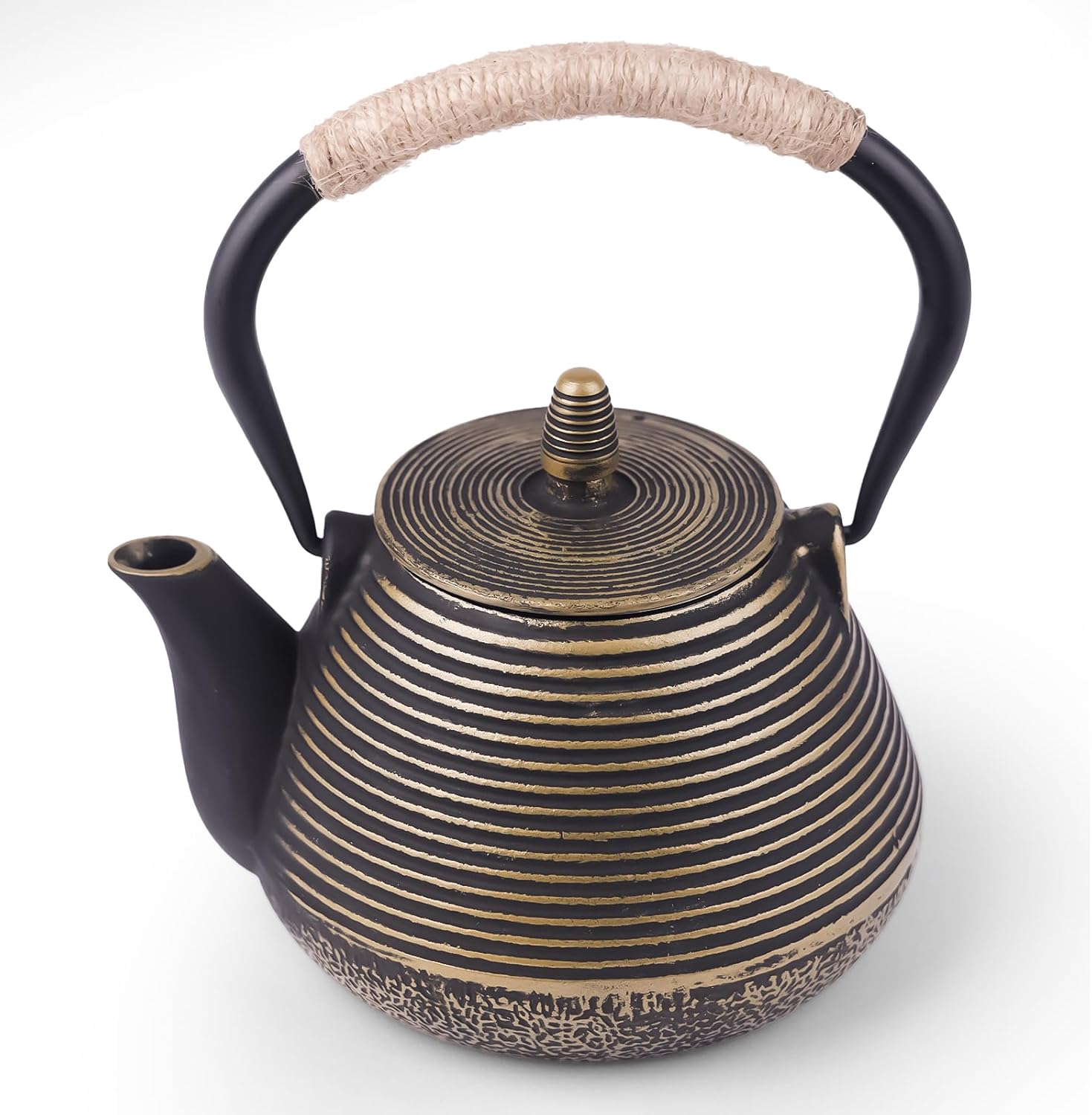 Cast Iron Teapot Kettle Japanese Tetsubin Cast Iron Teapot with Stainless Steel Infuser for Cute Small Antique Ancient Tea Pots Boil Tea in The Stove Oven Tea Party 34oz/1000ml Black