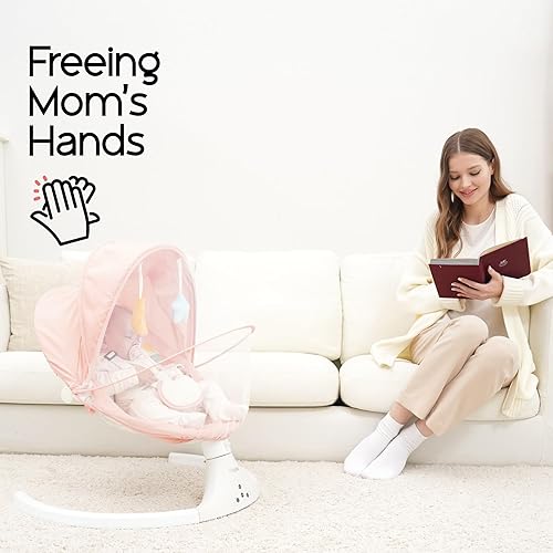 Miniatura 2 de Columpios de bebé para bebés, balancín para bebés con 5 velocidades, 10 canciones de cuna y control remoto, columpio para bebé de 5-20 libras, 0-9