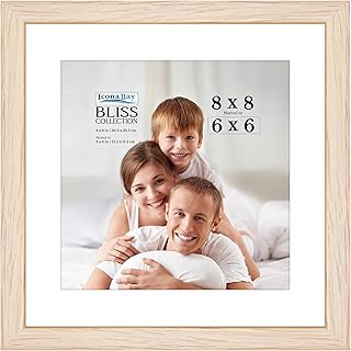 Icona Bay - Ramka na zdjęcia 8x8 jasny dąb ze zdejmowaną matą na zdjęcie 6x6 - nowoczesna rama z drewna inżynieryjnego - na stół lub na ścianę - kolekcja Bliss