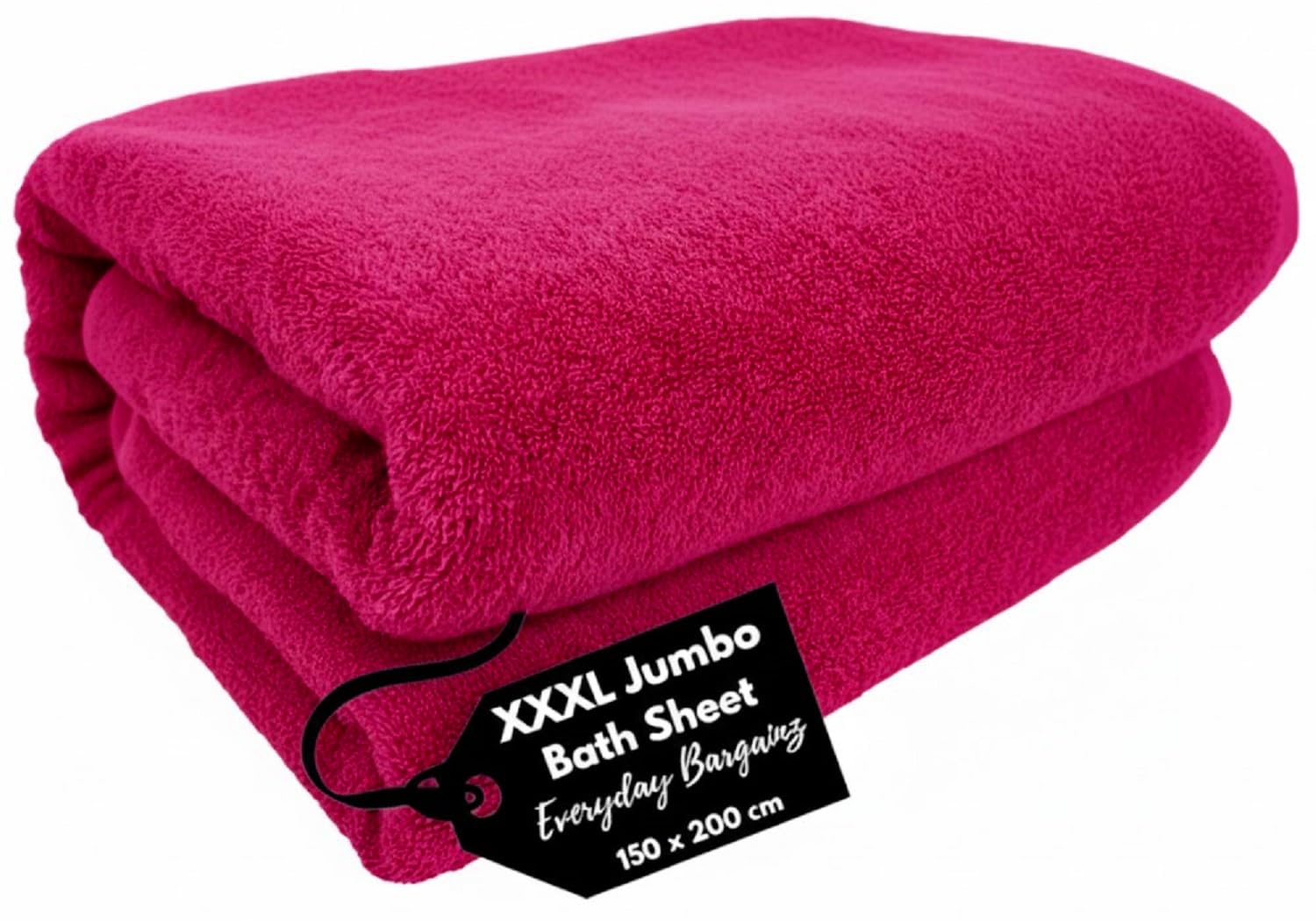 EDB Huge XXXL Jumbo Bath Sheet (150 cm x 200 cm, 600-GSM) Super Soft 100% Egyptian Cotton Quick Dry Big Beach Bath Sheets Towels (Hot Pink)