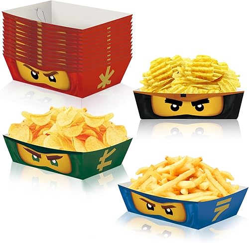 Bandejas de suministros para fiesta de cumpleaños ninja, platos desechables para servir, 20 unidades