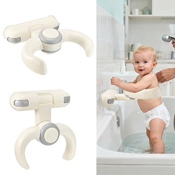 Baby Shower Stand for Infant to Toddler 636 Months, Wall-Mounted Baby Bath Stand Support with Adjustable Height & Powerful Suction, Space-Saving Easy Clean Design, Baby Shower Gifts,Gray