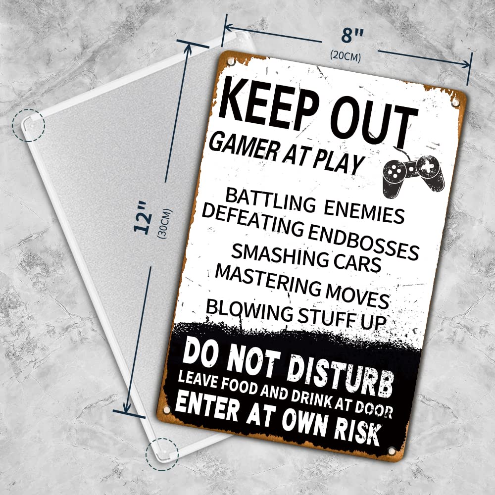 Warnschild 'Keep Out – Gamer At Play' – 20x30 Cm, Aus Metall – Lustige Deko Fürs Spielzimmer