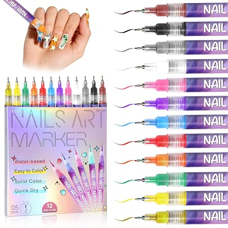 12 Colors Nail Art Marker Pens Set for Creative Nail Art Designs