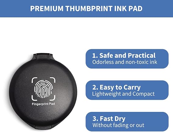 SAYEEC Fingerprint Ink Pad Thumbprint Ink Pad for Office Notary Supplies Identification Security ID Fingerprint Cards Law Enforcement Fingerprint Kit Thumb Print Ink Pad Stamp Pad (Black-4 Pack)