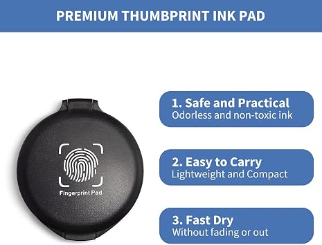 SAYEEC Fingerprint Ink Pad Thumbprint Ink Pad for Office Notary Supplies Identification Security ID Fingerprint Cards Law Enforcement Fingerprint Kit Thumb Print Ink Pad Stamp Pad (Black-4 Pack)