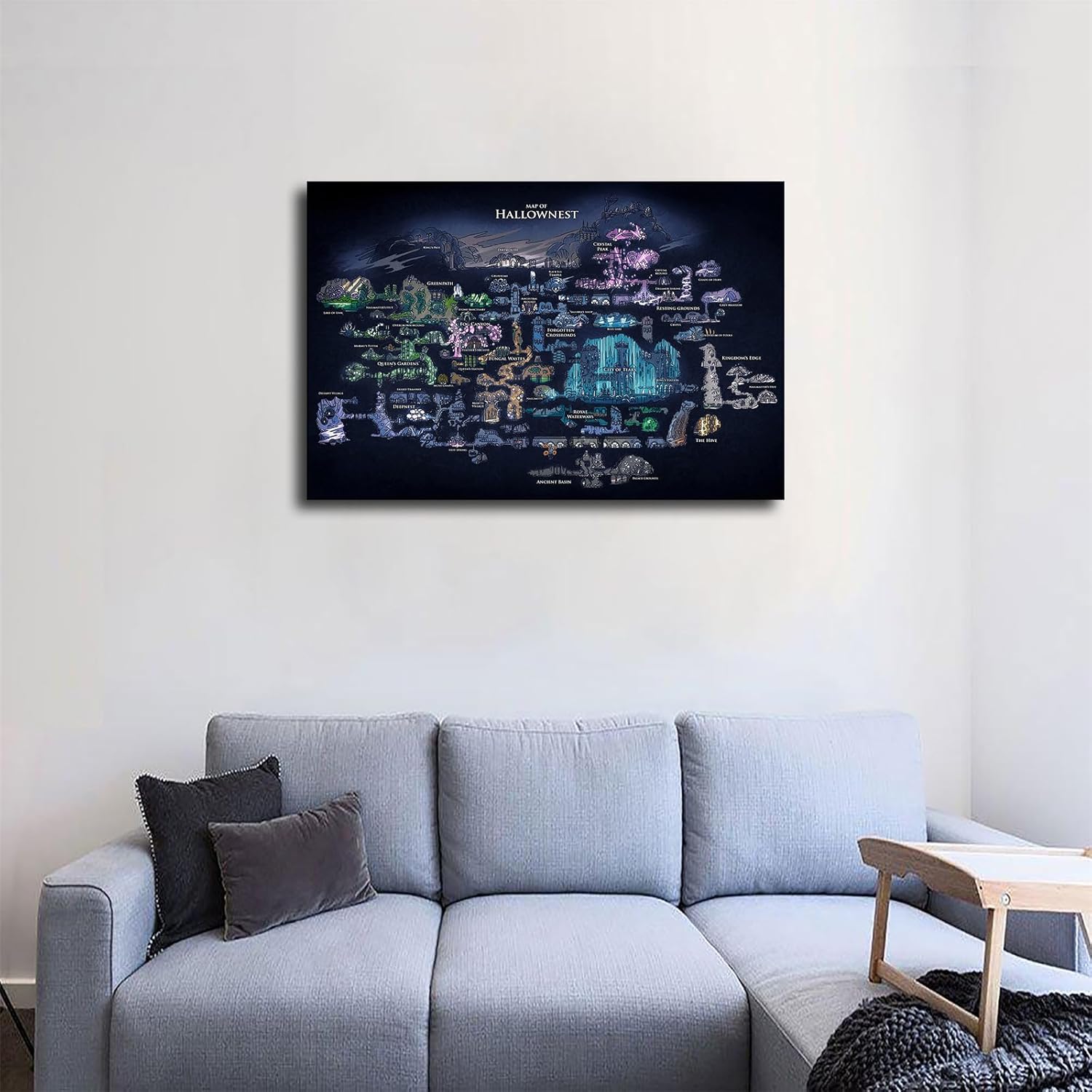 Hollow Knight Map Poster Picture HD Wall Art Canvas Printing Bedroom Living Room Office Decoration Aesthetic Artwork (Unframed,24×32inch)