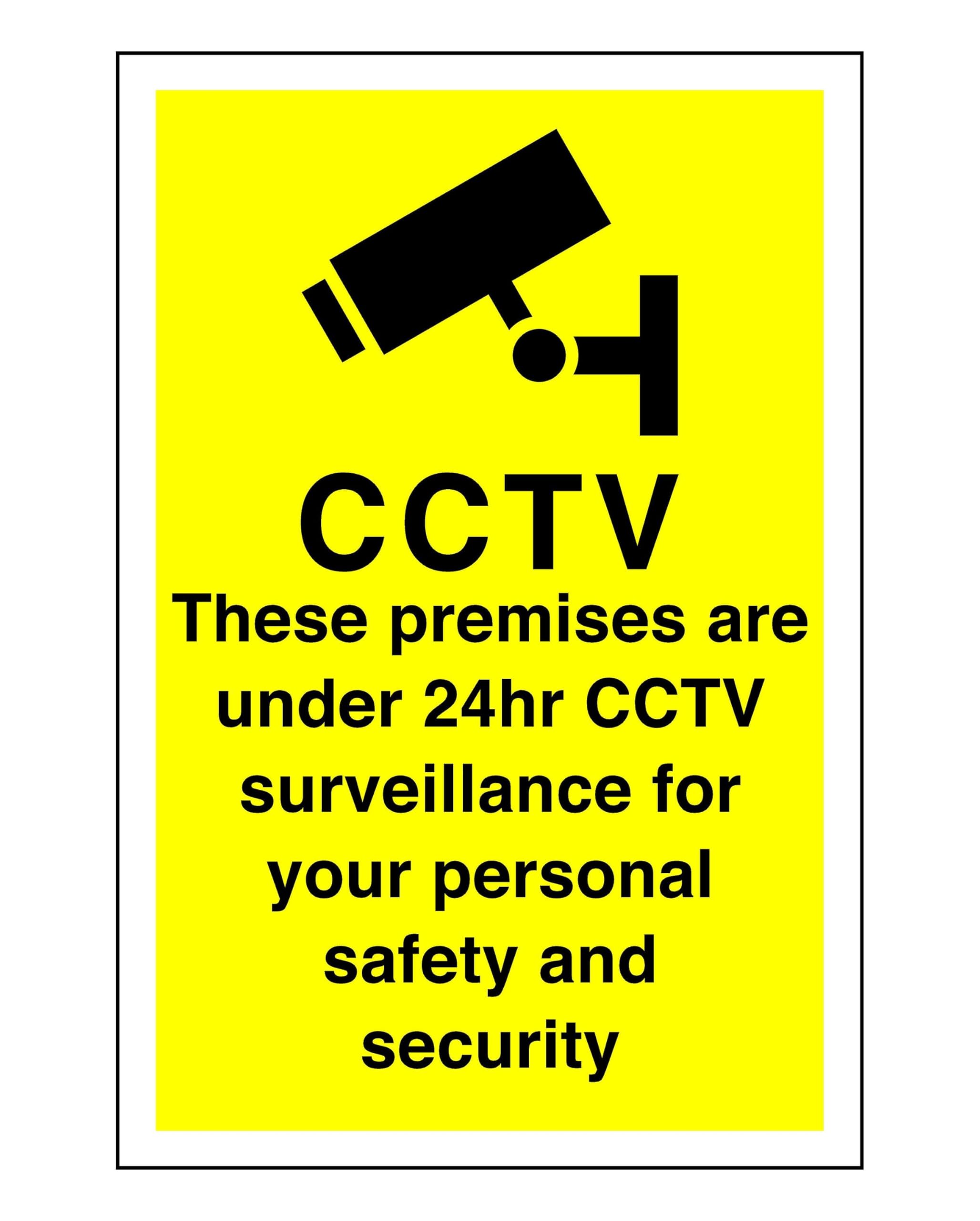 CCTV these premises are under 24hr CCTV sign - 1.2mm Rigid plastic for indoor/outdoor usage (400mm x 300mm) Viewing Distance within 14m.