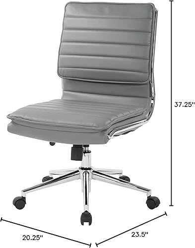 Miniatura 10 de Office Star SPX - Silla de oficina de gerente de piel sintética sin brazos y respaldo medio con base cromada, color carbón