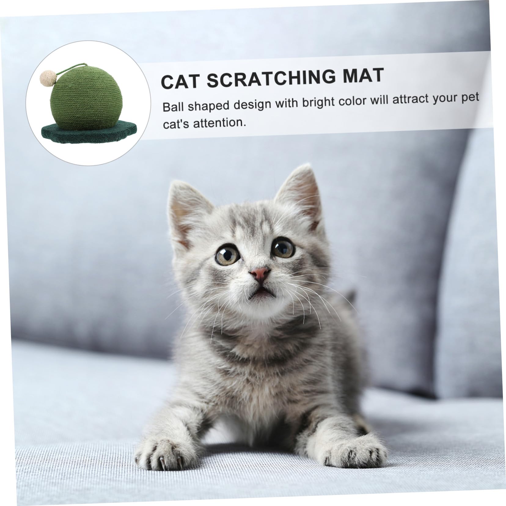 Griffoir pour Chat de Boule, Jouet Vert en Bois et Corde