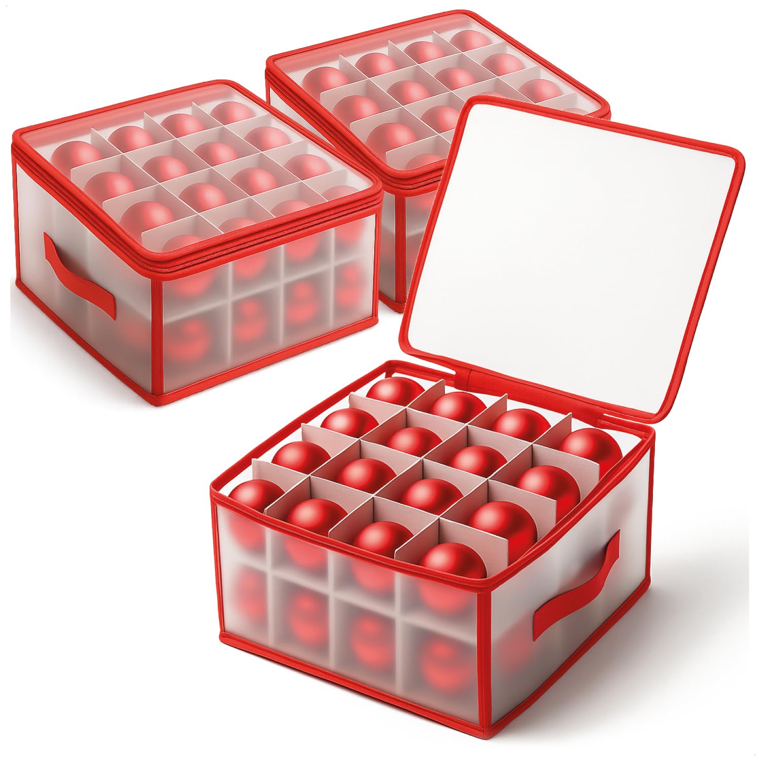 COM-FOUR® 3X Aufbewahrungsbox für insgesamt 96 Weihnachtskugeln