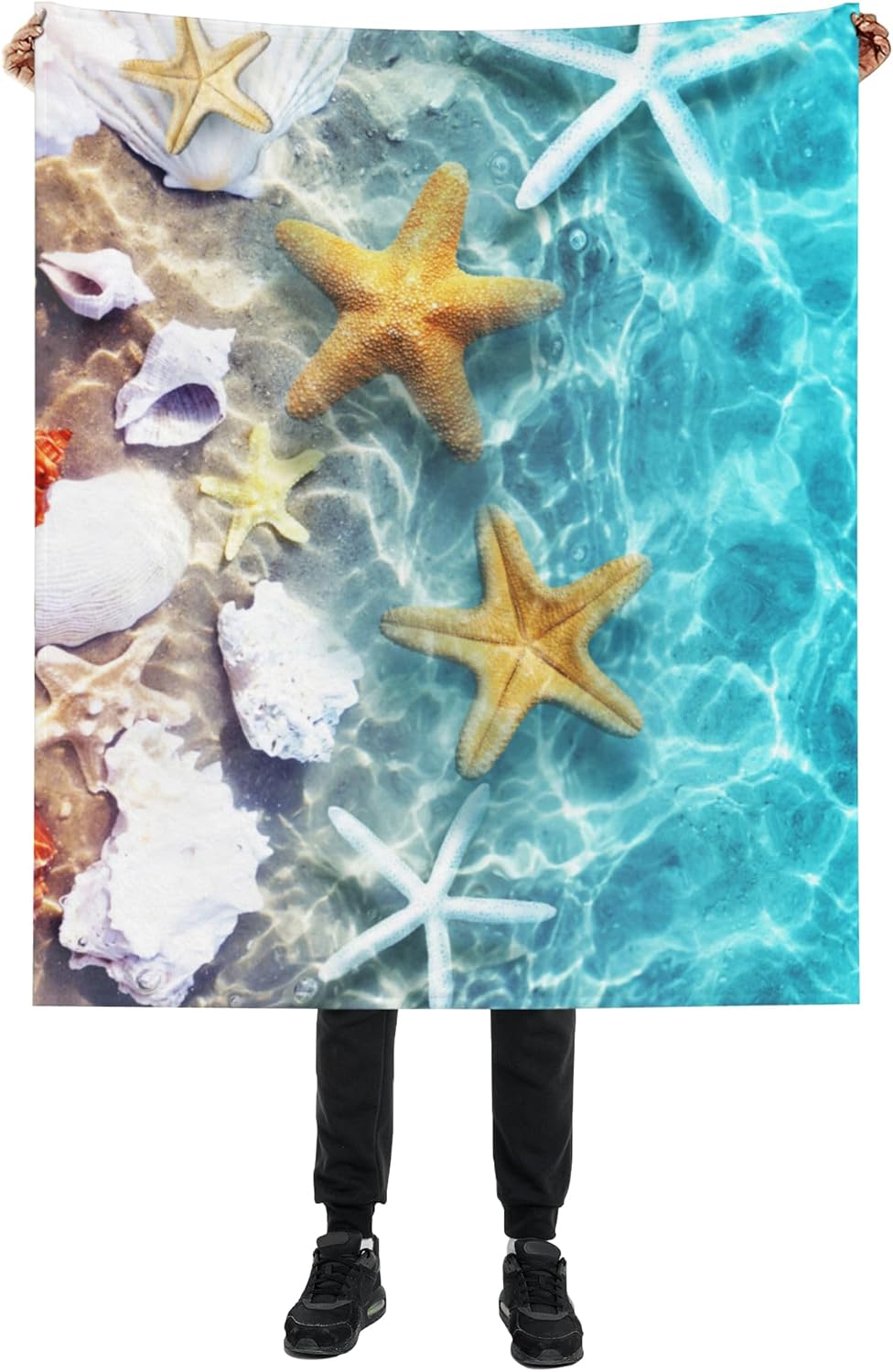 Seashell Coral Starfish Blanket, Beach Themed Soft Lightweight Throw Blanket for Sofa Couch Bed Room 50x60 inch