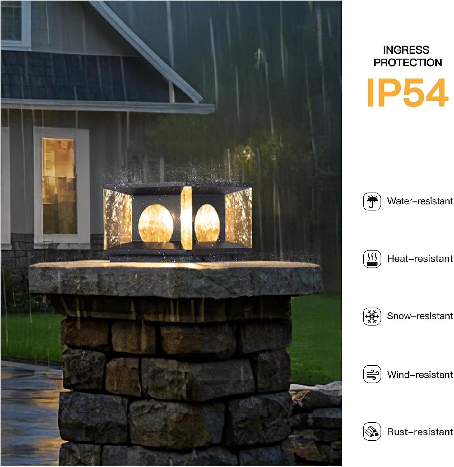 MVBT Solar Post Light, 7.9 Inches Outdoor Modern Glass Column Lights IP54 Waterproof Cap Fence Deck Pillar Lamp, 3000K LED Lighting Luxury Landscape Lantern for Garden Patio Yard Entrance Decoration