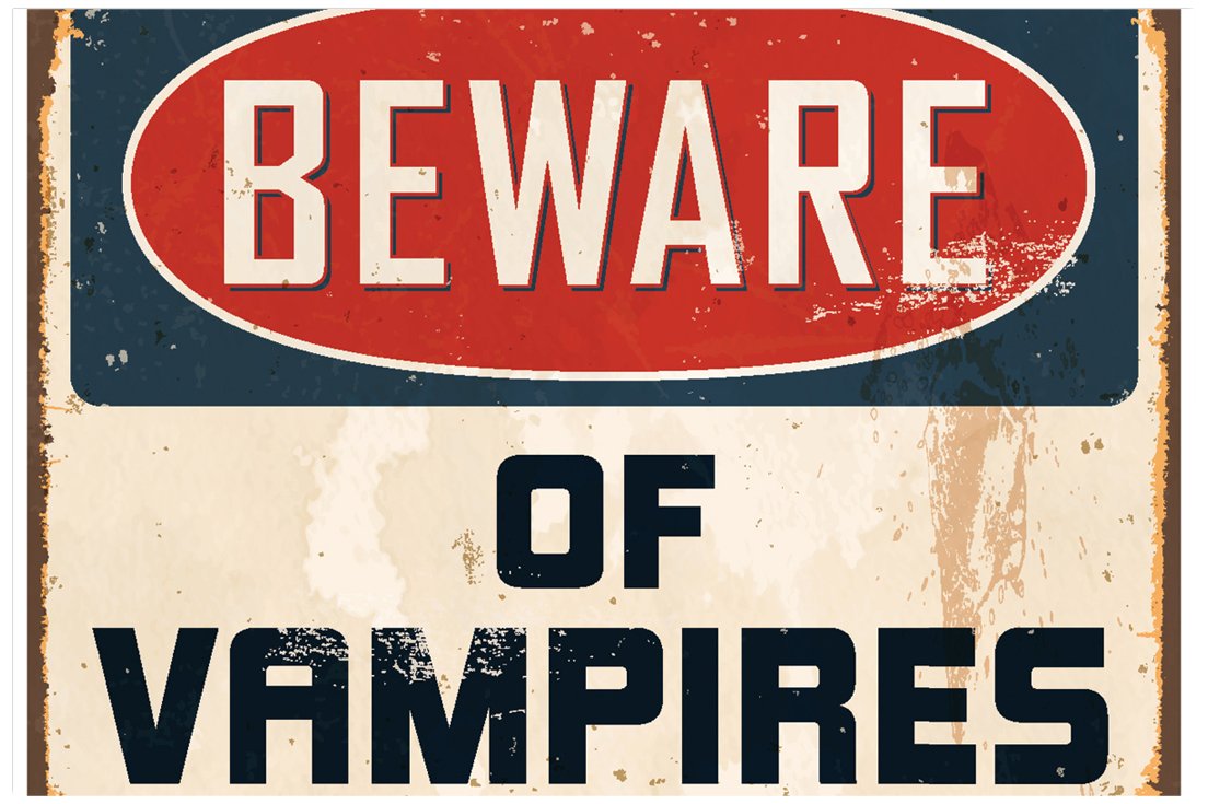 JP London Solvent Free Art Print SPAP2455 Ready to Frame Poster Beware of Vampire Keep Out Sign at 11" h by 17" w