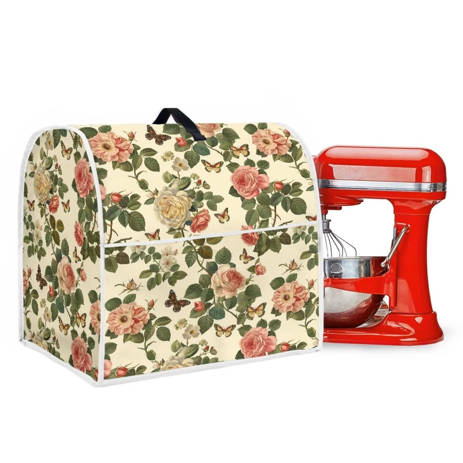 Dust Cover for Kitchen Aid Stand Mixer Cover Washable Small Appliance Cover Retro Rose Kitchen Appliance Cover for 6-8 Quart Mixers Decor Dust Protection Food Processor Cover