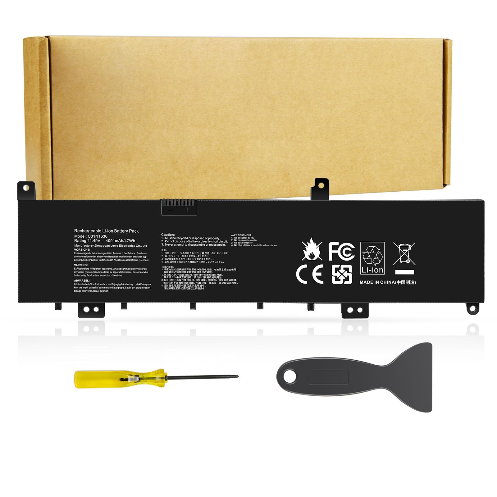 Batteria TECHTEK 4050mAh Per ASUS N580, N580GD, N580VD, VivoBook Pro 15, X580 – 11.49V Li-Polymer, Sostituisce 0B200-02580000