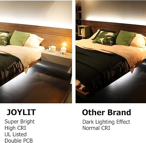 Miniatura 4 de JOYLIT Tira de luz LED blanca de 24 V, 4500 lúmenes, listada por UL, 2835, 300 LED, 16.4 pies, 6000 K, tiras de luz diurna flexibles y regulables,