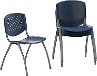 Flash Furniture Hercules Series Navy Plastic Stacking Chairs, Set of 5, Ergonomic Perforated Back, 880 lb Capacity Office Lobby Chairs