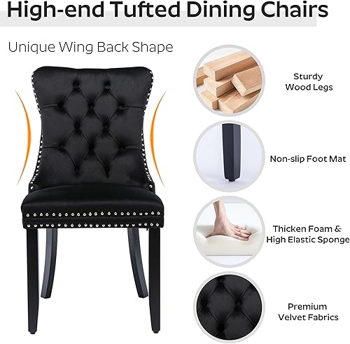 Miniatura 3 de RGZ Juego de mesa de comedor de estilo moderno de mediados de siglo en negro para 4, mesa redonda rústica retro de estilo granja de 47' para la