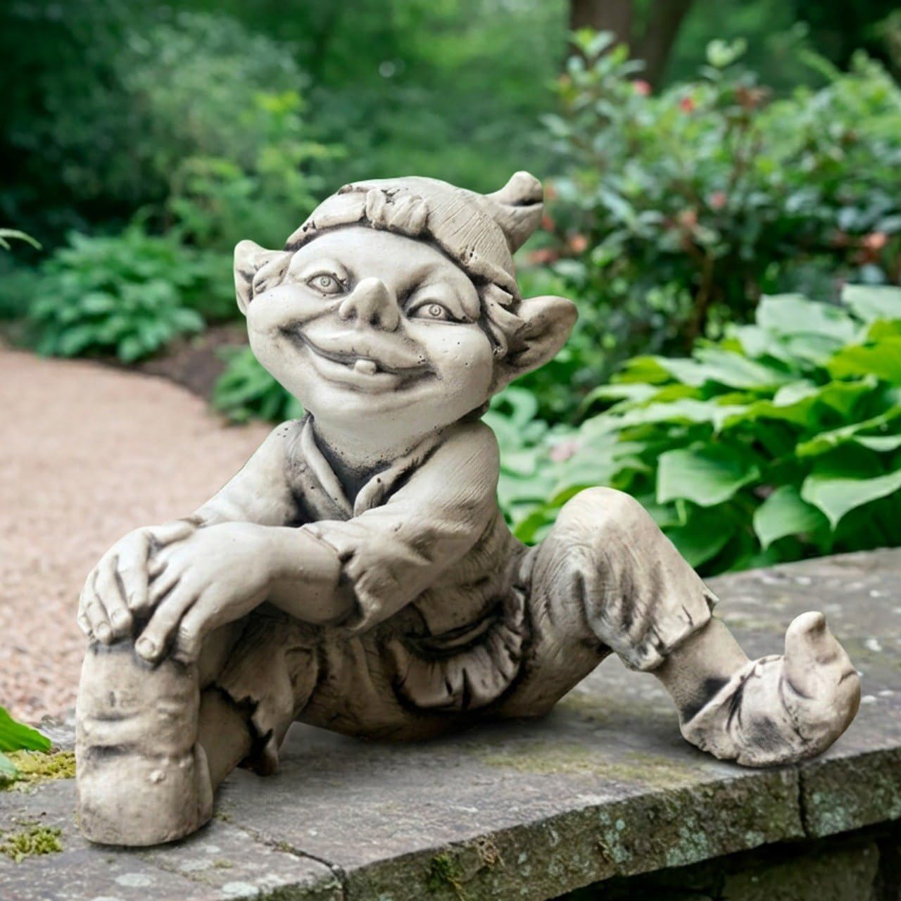 Concrete Gnome Statue Garden Troll Cement Figurine Pixie Outdoor Sculpture Yard Fantasy Patio Yard Ornament Garden Decoration Gift