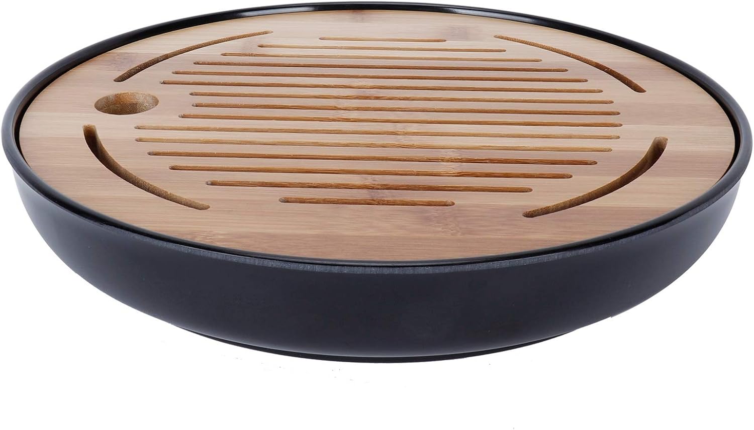 Round Tea Tray, Teapot Mat, 10in, Base with Panel - Durable Drainage Design, Easy to Clean, Ideal for Home and Tea Lovers (10 Inch)