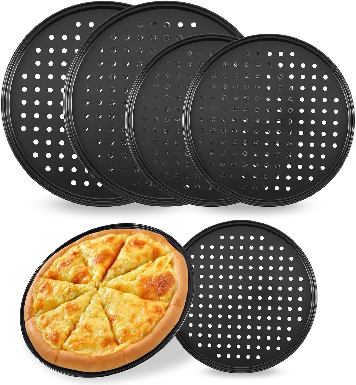 APACALI 6PCS Pizza Tray, 9 Inch, 11 Inch & 12.5 Inch Pizza Trays for
