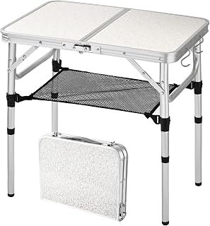 YihuiKo Folding Camping Table with Adjustable Height, Small Portable Table