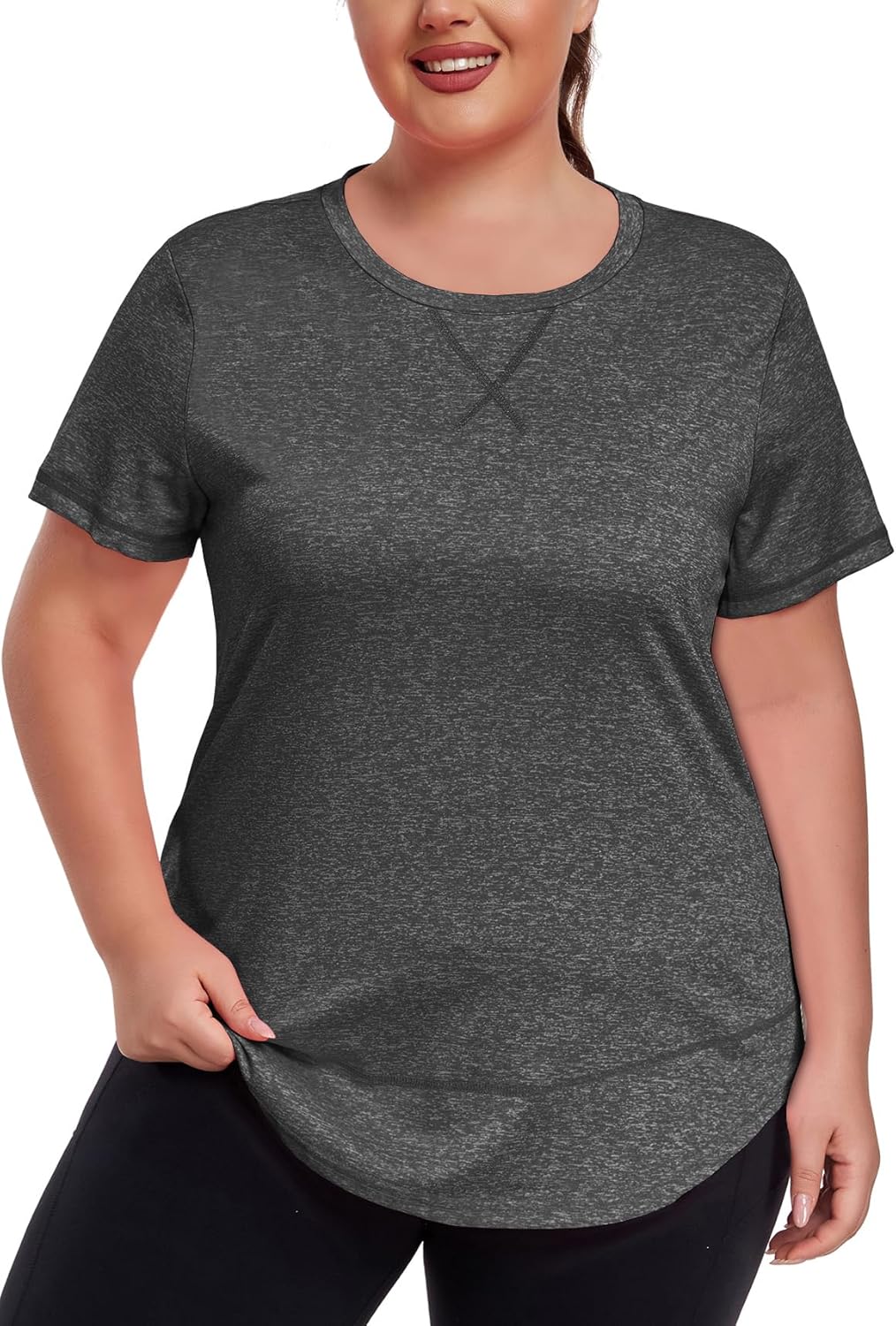 Women's Plus Size Workout Tops Short Sleeve Loose fit Shirts Athletic Gym Yoga Clothing - Image 2