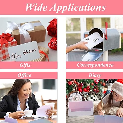 Miniatura 7 de Juego de 48 piezas de papel y sobres coloridos de papelería, 32 papeles de escritura con rayas, 16 sobres y calcomanías, juego de papelería de