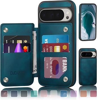DJDUCK Designed for Google Pixel 10 Pro XL Case Wallet with Card Holder, [Magnetic Clasp Cover] [RFID Blocking Leather Protection] Shockproof Women Men Cases for Pixel 10 Pro XL Teal