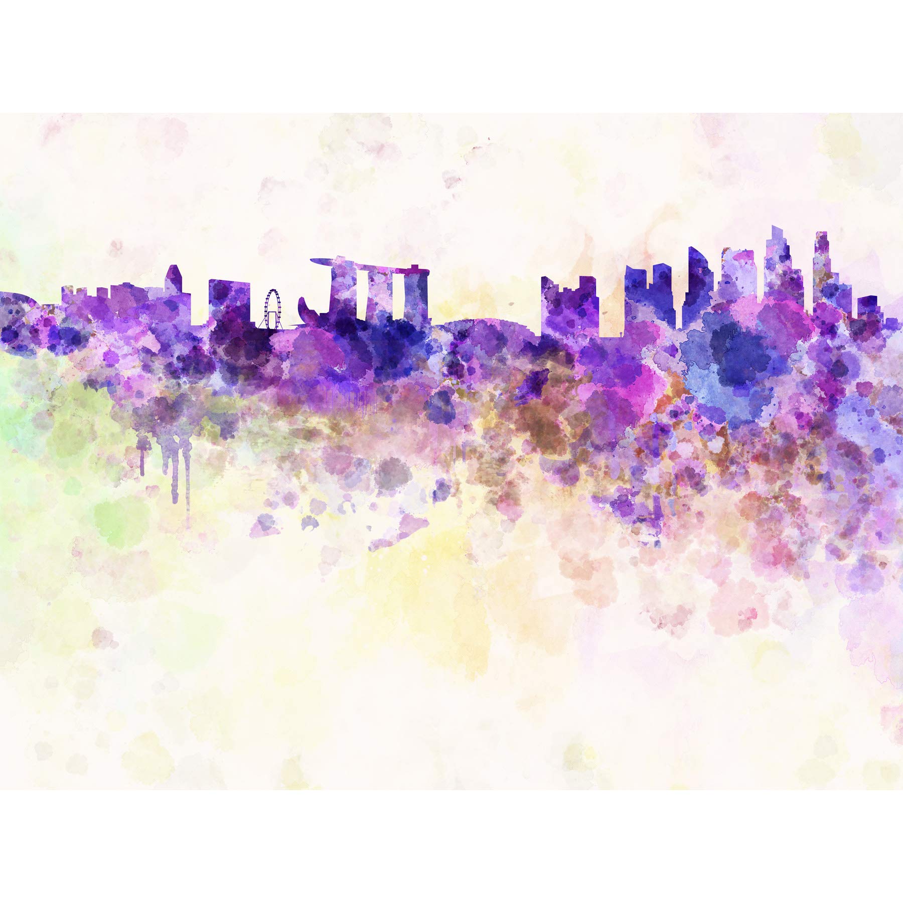 Wee Blue Coo MP PAINTING ILLUSTRATION ABSTRACT CITYSCAPE SKYLINE SINGAPORE PAINT SPLASH 18x24 INCH ART POSTER PRINT PICTURE LV6608