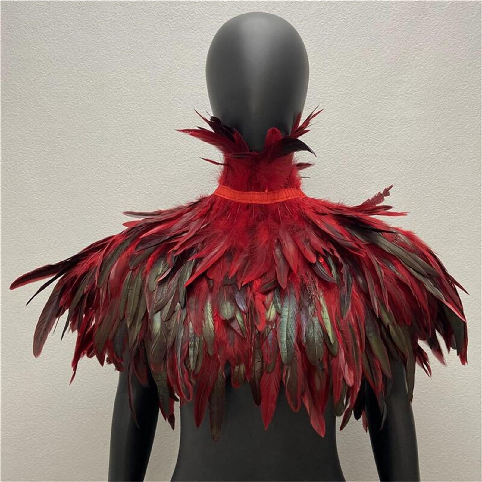 Mantello gotico con piume per adulti donne scialle festa a tema costume festival musicale vestire collo sciarpe da donna sciarpa collo accessorio per feste di Halloween