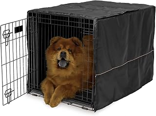 MidWest Homes for Pets 36-Inch Dog Crate Cover - Black Polyester Privacy Kennel Cover, Fits Most Wire Crates, Machine Washable, Reduces Barking & Chewing
