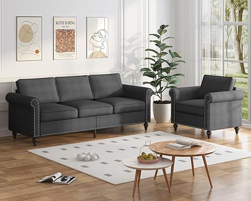 BALUS Sofá biplaza tapizado para sala de estar, muebles modernos con cojín de 5.9 pulgadas de grosor para apartamento, sala de estar, dormitorio,