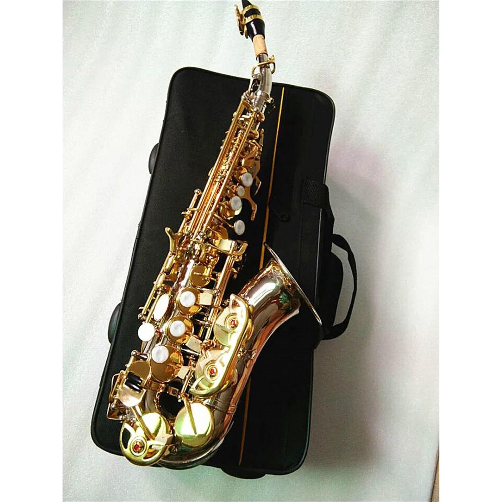 Saksofon Bend saksofon sopranowy Bb srebrzony nikiel mosiądz instrument muzyczny z ustnikiem i etui (Color : Ordinary bag)