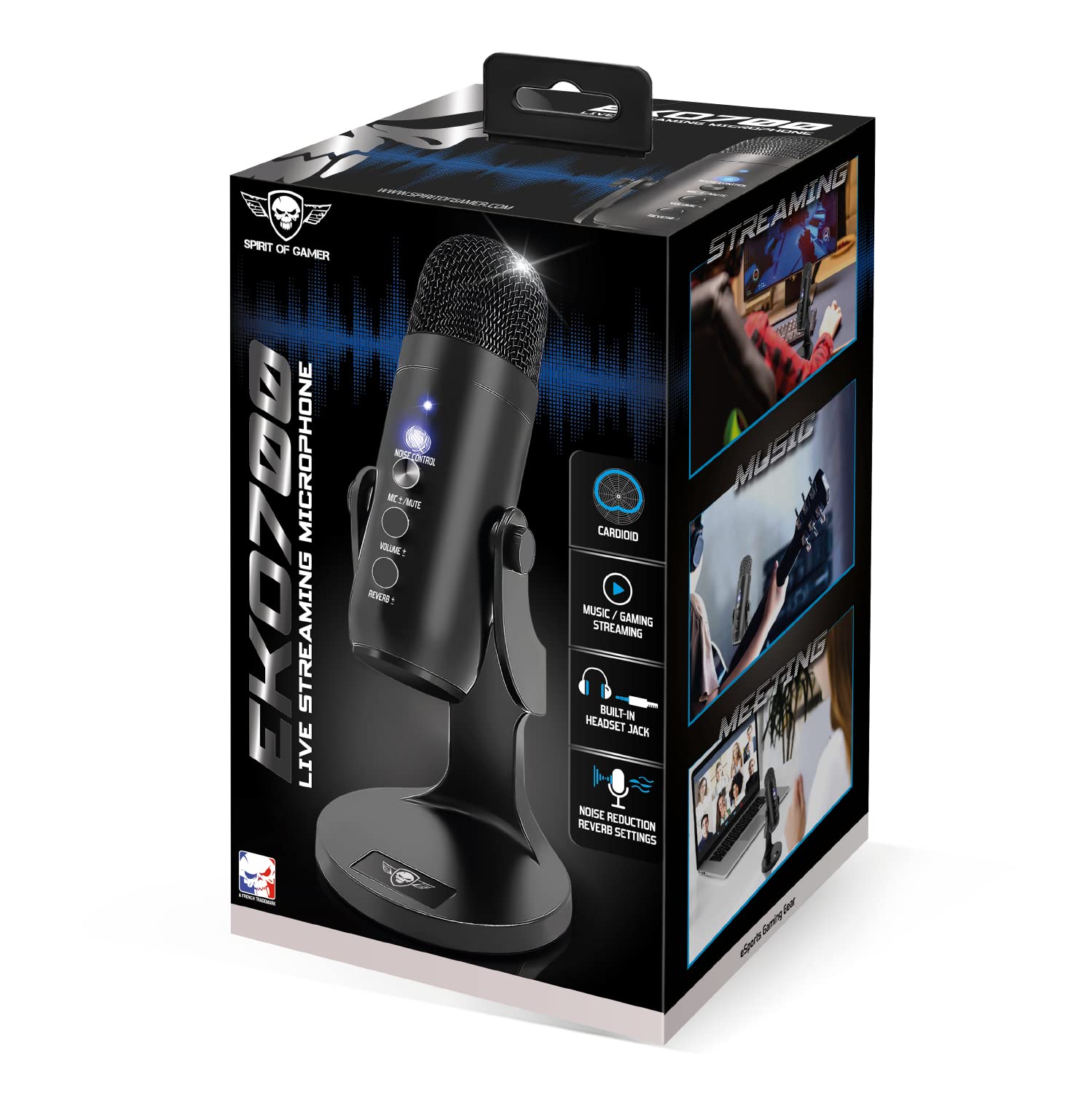 Spirit Of Gamer - EKO 700 - Microphone de Jeu cardioïde avec Support antidérapant - Idéal pour l'enregistrement Vocal, Le Streaming, Le podcasting et ASMR - Compatible PC Gamer et Mac