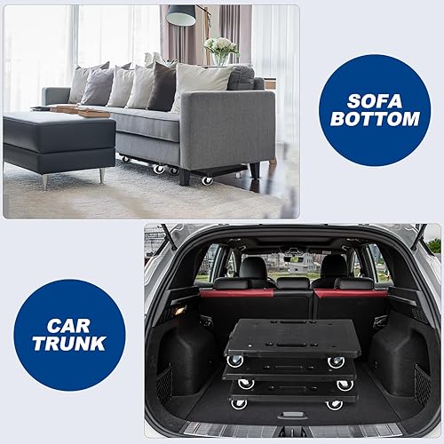 Miniatura 9 de Datanly Paquete de 3 unidades de muebles Dolly móvil conectable para muebles de 16.3 x 11.4 pulgadas, capacidad de 500 libras cada una, 4 ruedas,