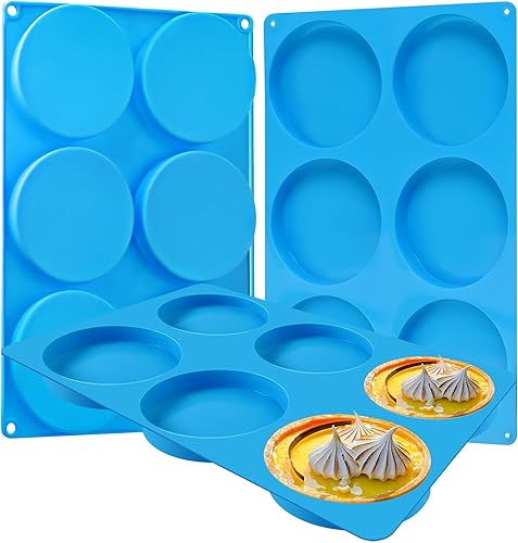 2 moldes redondos de silicona para hornear, molde de sándwiches de desayuno grandes de 4 pulgadas para pastel Whoopie, moldes antiadherentes para